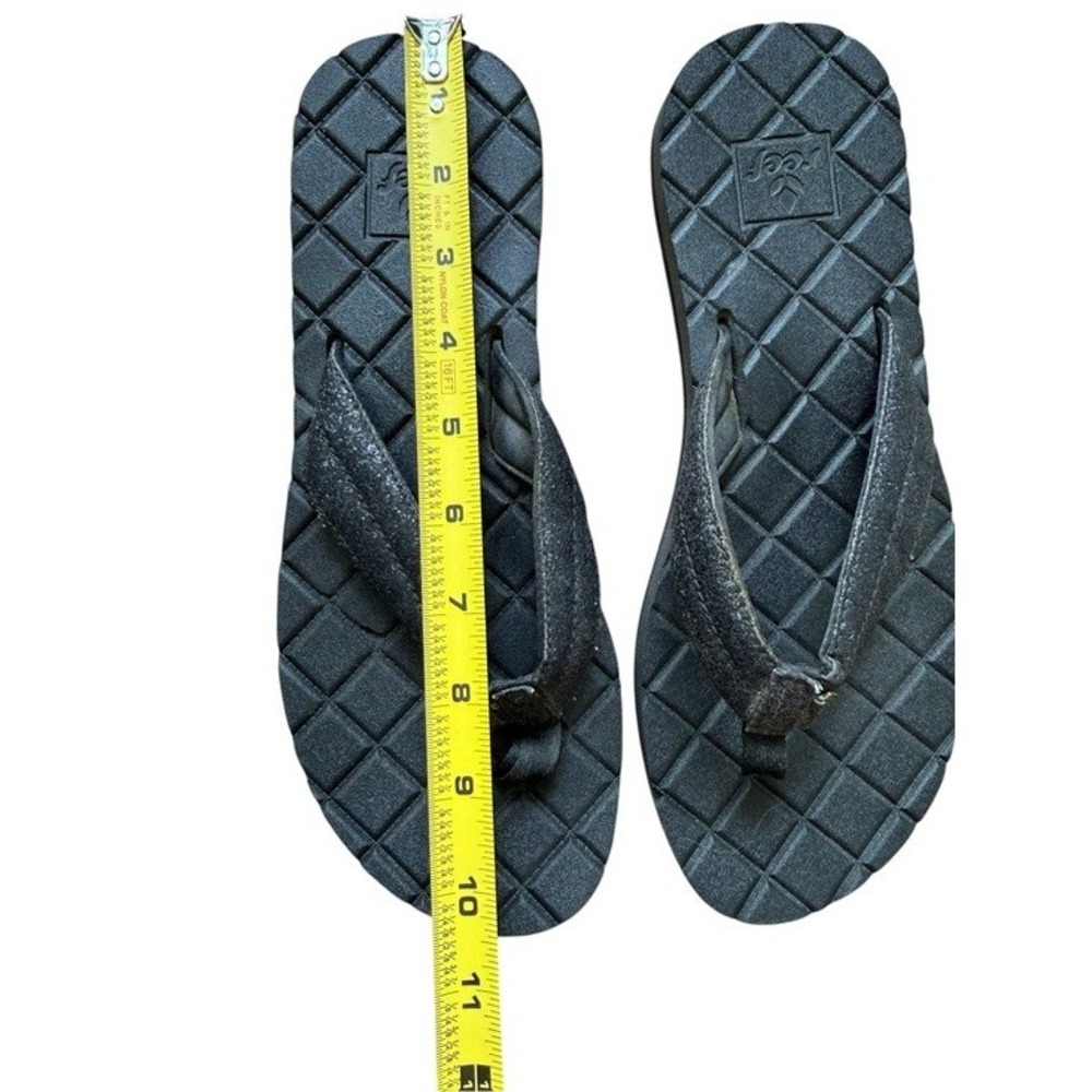 Reef Womens Black Glitter Quilted Footbed Flip Flop Sandals Size 9 - Picture 3 of 5